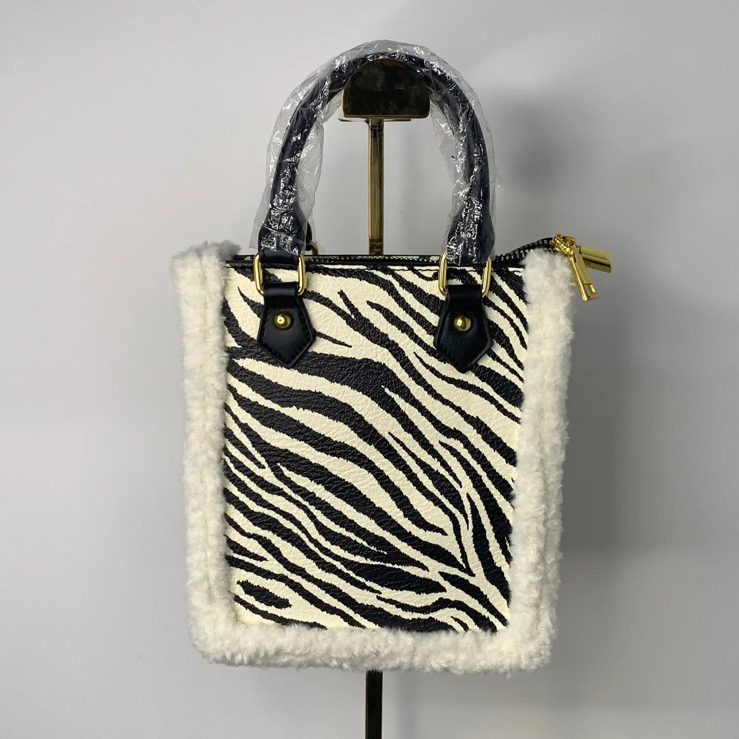 Black And White Plush Bag